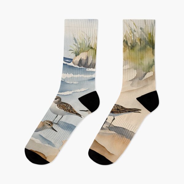 Item preview, Watercolor Beach Scene Sandpipers designed and sold by SeaStarAlex.