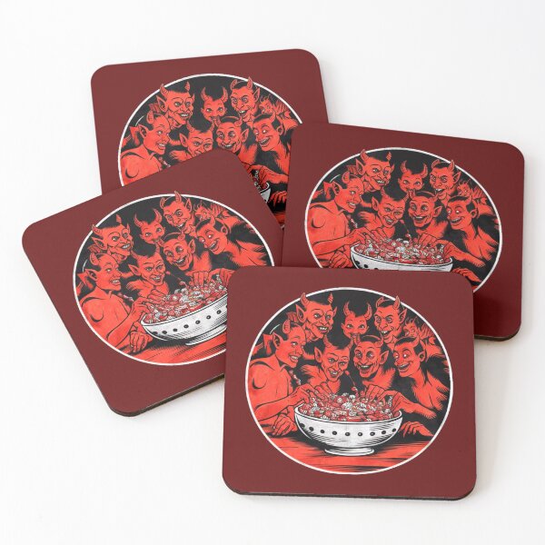 Item preview, Cartoon Demons Gather Around Candy Bowl - Halloween Mischief designed and sold by Claw Prod Co.