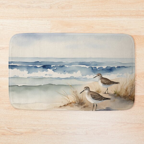 Item preview, Coastal Watercolor Beach Scene Sandpipers designed and sold by SeaStarAlex.