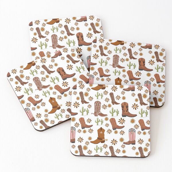 Item preview, cowboy boots pattern with flower and cactus designed and sold by shazdesign24.