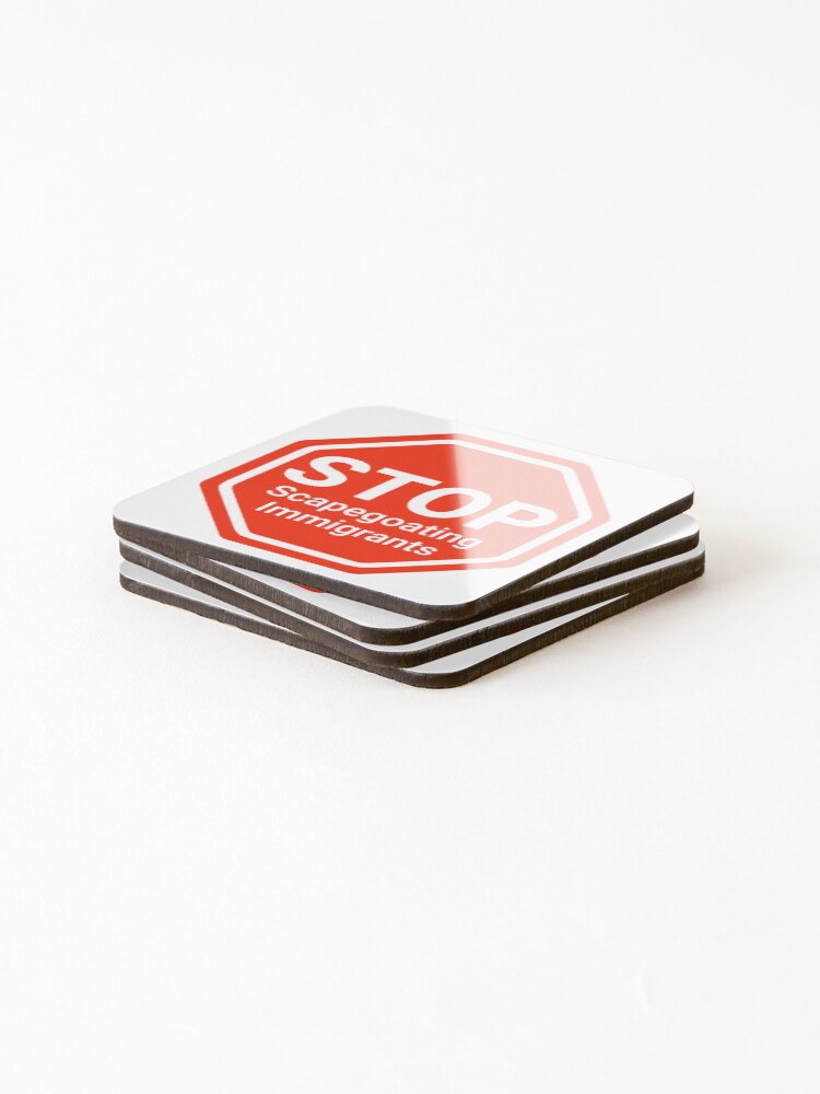 Thumbnail 4 of 5, Coasters (Set of 4), Stop scapegoating immigrants designed and sold by RACHELDF.