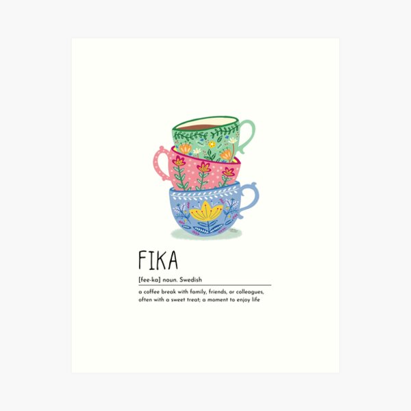 Item preview, Folk-sy Stacked cups with Fika Dictionary Definition designed and sold by Natasha May Design.