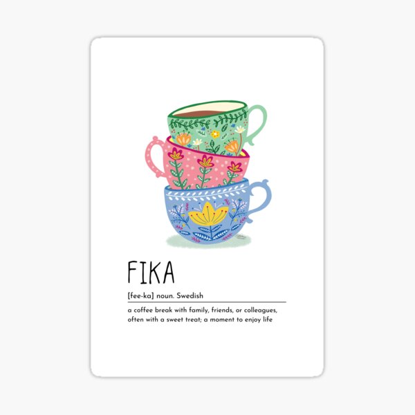 Item preview, Folk-sy Stacked cups with Fika Dictionary Definition designed and sold by Natasha May Design.