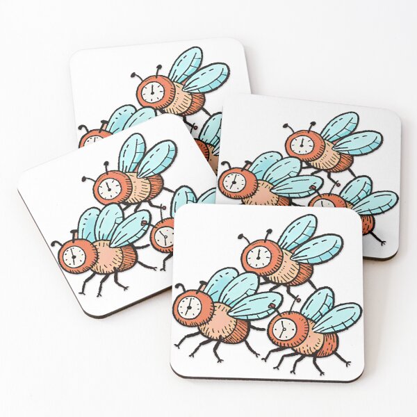 Item preview, cute hairy fruit flies all carrying clocks designed and sold by sungat003.