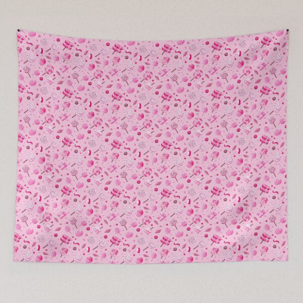 Item preview, pattern with candies, lollipops, blue background, retro colors designed and sold by fuzzyfox.