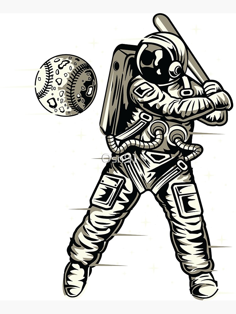 Outer Space Astronaut Plays Baseball With Moon Art Board Print for Sale by  peaktee