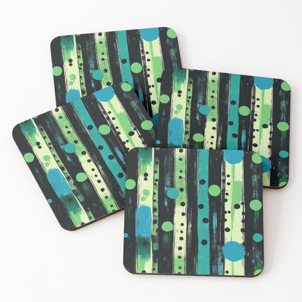 Item preview, Green and blue stripes and dots pattern designed and sold by liana campbell.