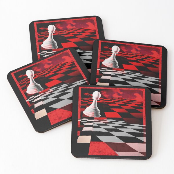 Item preview, Surreal Pawn Chess Piece white black and red stripes batik crack vintage designed and sold by AuroraXGreen.