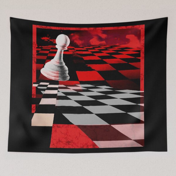 Item preview, Surreal Pawn Chess Piece white black and red stripes batik crack vintage designed and sold by AuroraXGreen.