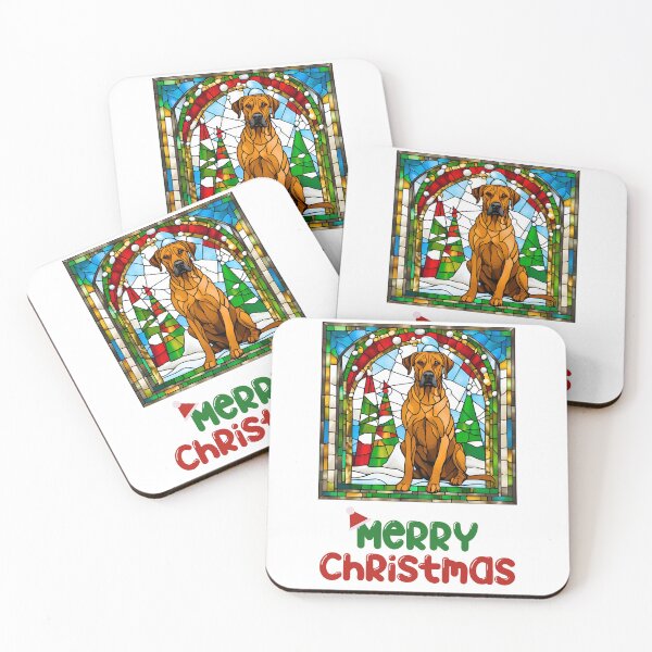 Item preview, Rhodesian Ridgeback Christmas | Stained Glass Santa Hat Design designed and sold by Fredster1966.