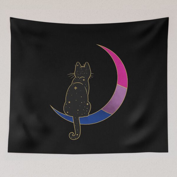 Item preview, Bisexual Cat Moon Space LGBT Pride Flag designed and sold by Clara Hollins.