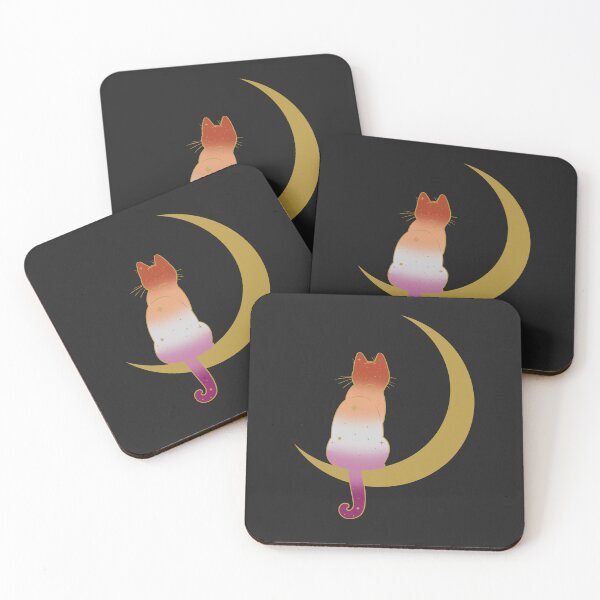Item preview, Lesbian Cat Moon Space LGBT Gay Pride Flag designed and sold by Clara Hollins.