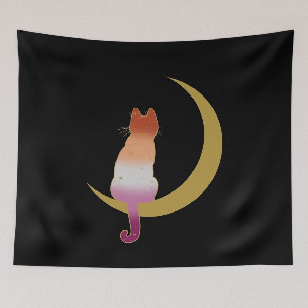 Item preview, Lesbian Cat Moon Space LGBT Gay Pride Flag designed and sold by Clara Hollins.