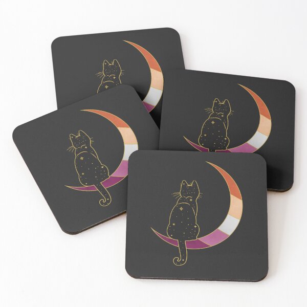Item preview, Lesbian Cat Moon Space LGBT Gay Pride Flag designed and sold by Clara Hollins.