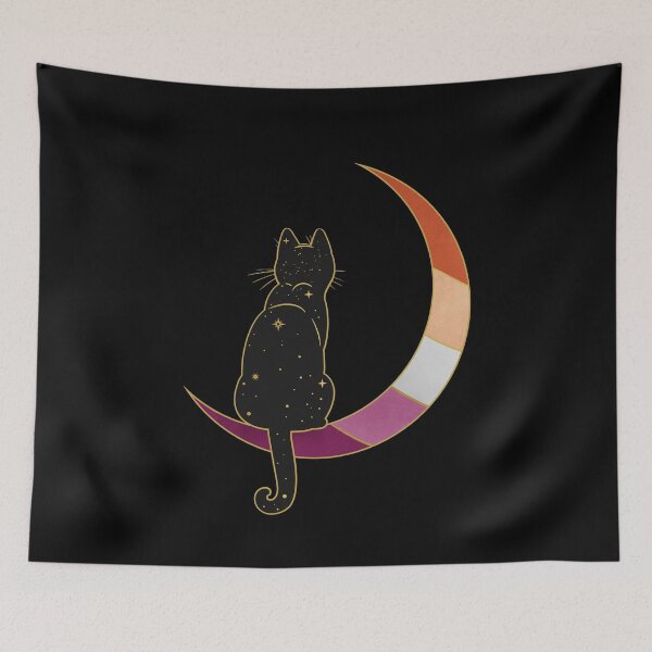 Item preview, Lesbian Cat Moon Space LGBT Gay Pride Flag designed and sold by Clara Hollins.
