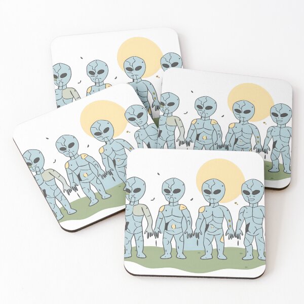 Item preview, Futuristic Cartoon Aliens in a Surreal Landscape designed and sold by DigitalArtByJoe.