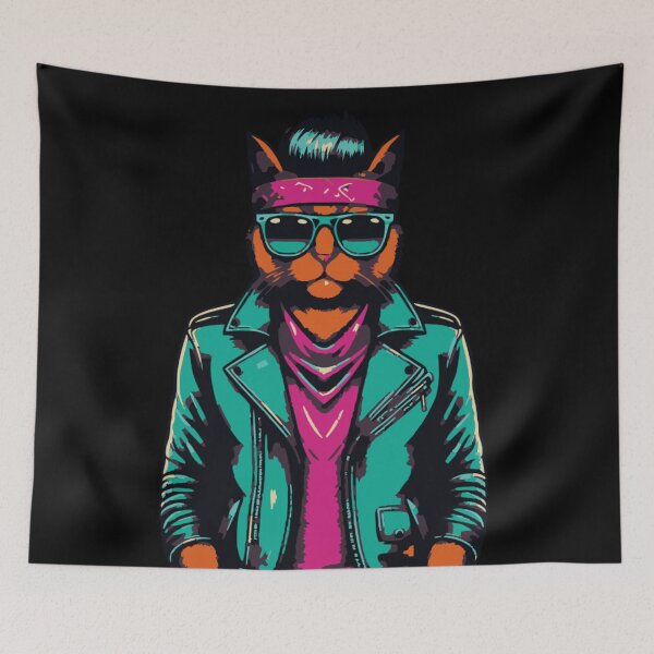 Item preview, 80s Pop Art Cat - Modern Pop Art | City Pop Art Punk Style designed and sold by Kubala.