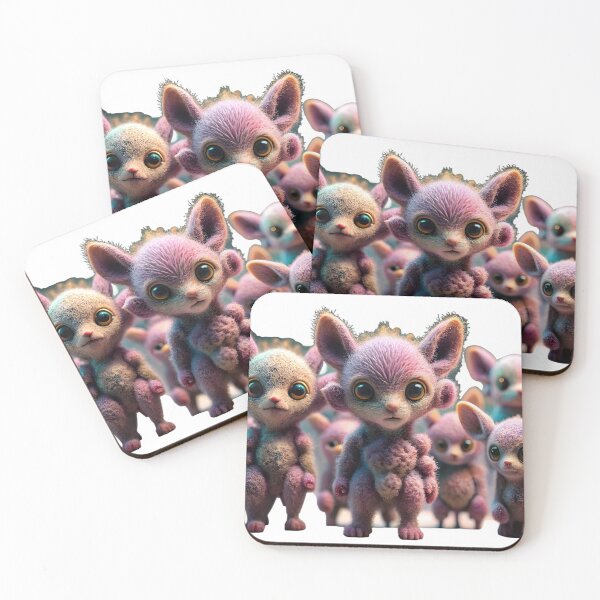 Item preview, Adorable Furry Purple Aliens with Big Eyes in a Group designed and sold by DigitalArtByJoe.