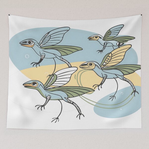Item preview, Colorful Mythical Creatures with Wings and Serpentine Bodies designed and sold by DigitalArtByJoe.