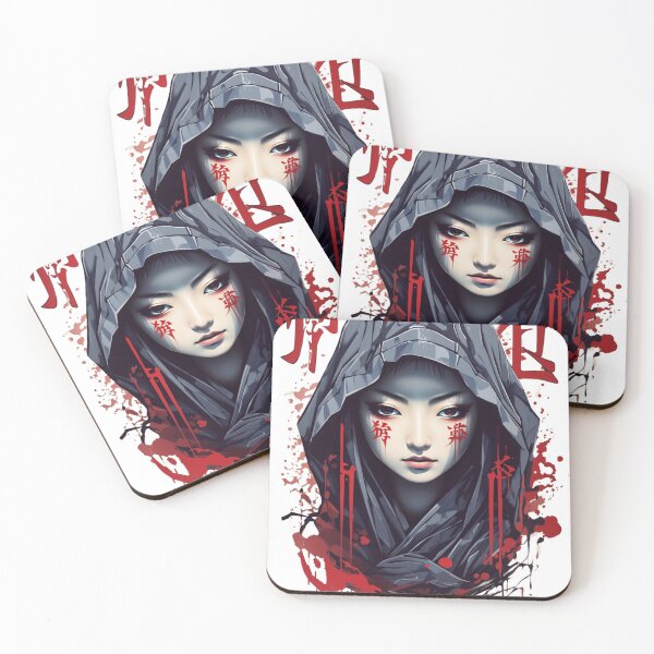 Item preview, Dark Hooded Woman with Red Symbols designed and sold by Fab-Haven.