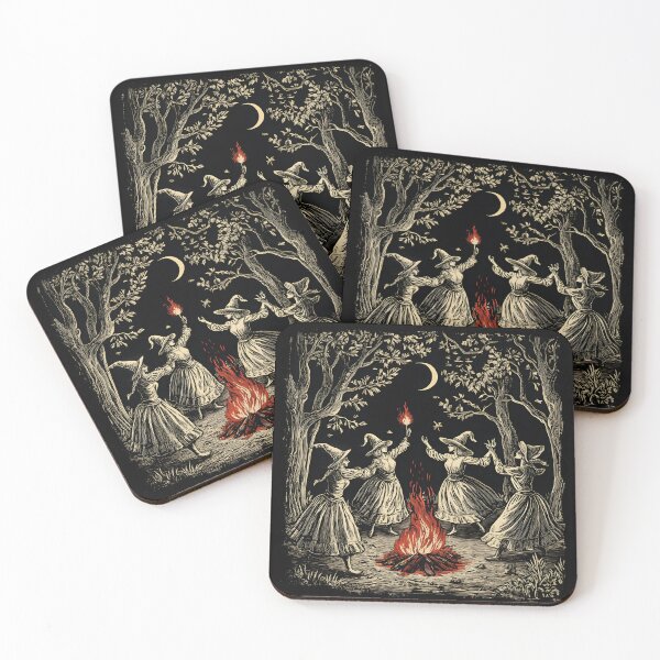Item preview, Vintage Witch Coven Dancing Around Bonfire Halloween Witches designed and sold by trendyzcom.