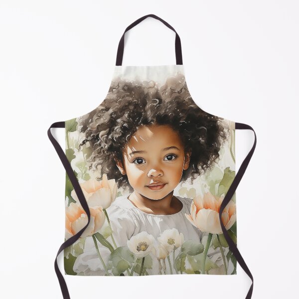 Item preview, Blooms And Blessings - A Black Little Girl Poses In A Flower Garden - Watercolor Art - Black Art designed and sold by CastleBySea.