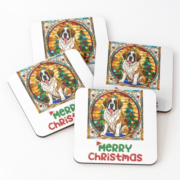 Item preview, St. Bernard Christmas | Stained Glass Santa Hat Design designed and sold by Fredster1966.