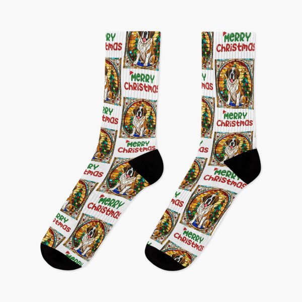 Item preview, St. Bernard Christmas | Stained Glass Santa Hat Design designed and sold by Fredster1966.
