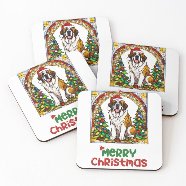 Item preview, St. Bernard Christmas | Stained Glass Santa Hat Design designed and sold by Fredster1966.