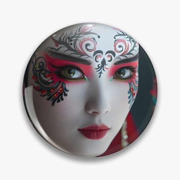 Item preview, Elegant Chinese Opera Makeup with Floral Decorations designed and sold by Artessie.