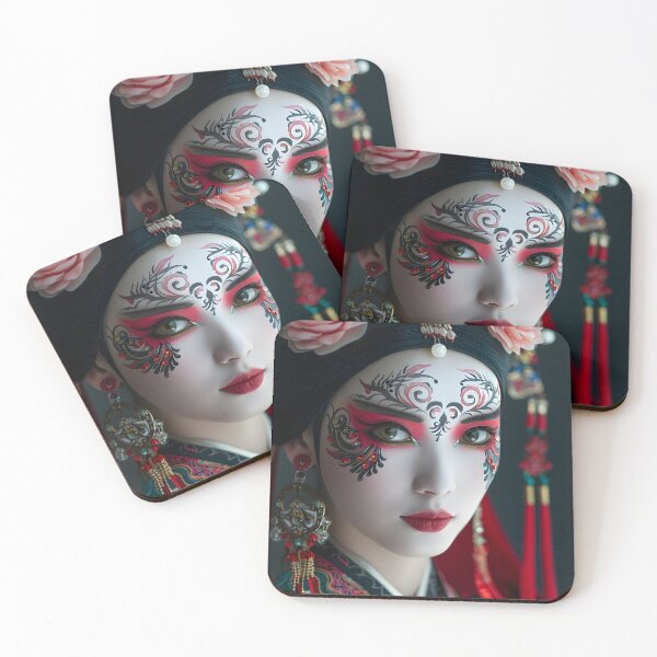 Item preview, Elegant Chinese Opera Makeup with Floral Decorations designed and sold by Artessie.