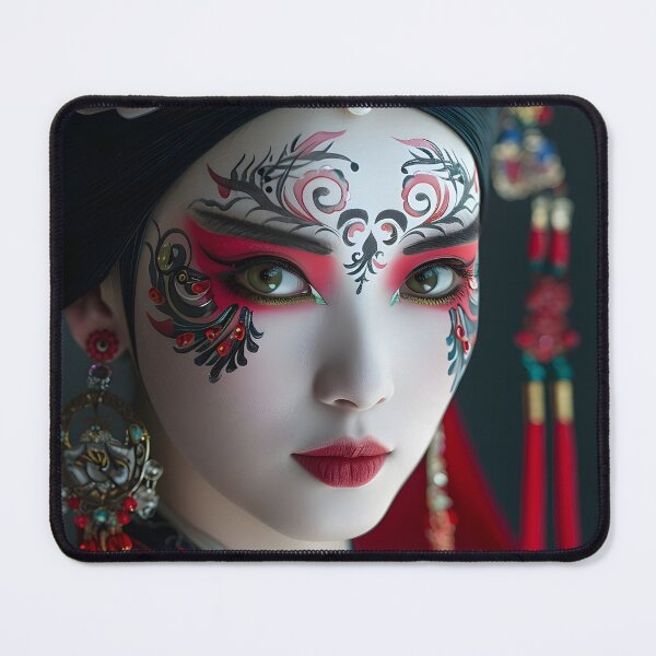Item preview, Elegant Chinese Opera Makeup with Floral Decorations designed and sold by Artessie.