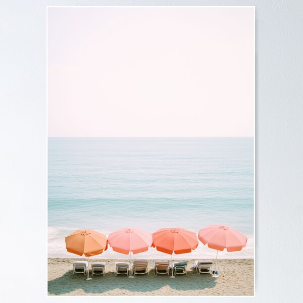 Item preview, Reihe von Sonnenschirmen Pastell Pfirsich Minimalistische KI Fotografie designed and sold by enricadenicola.