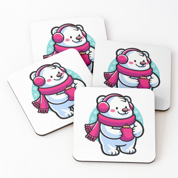 Item preview, Festive Polar Bear with Scarf and Hot Chocolate Christmas T-Shirt sticker design designed and sold by CreativeTomb.