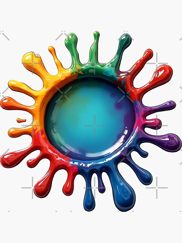 Thumbnail 3 of 3, Sticker, Rainbow Burst Paint Splash designed and sold by FotiraStudio.
