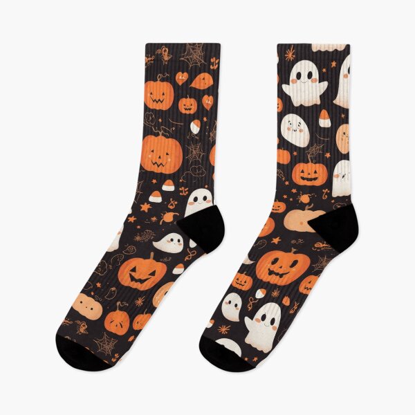 Item preview, Halloween pumpkins and ghosts Holiday Patterns designed and sold by mind-coloring.