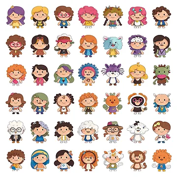 Artwork thumbnail, Cartoon Stickers Pattern by PING 999 STUDIO