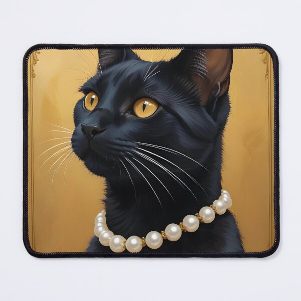 Item preview, Deco Posh Black Cat With Pearls Portrait  designed and sold by JoyPhotoArt.