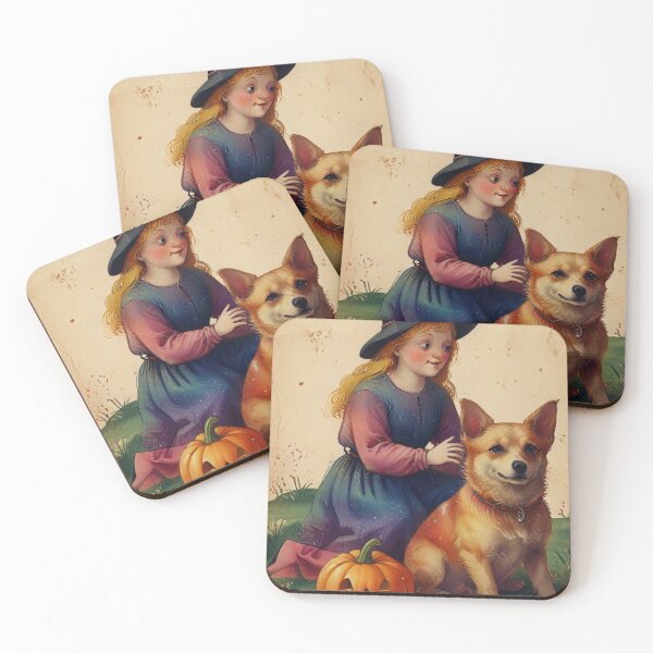 Item preview, A Witch and Her Familiar on Halloween designed and sold by The Enchanted Treasury.