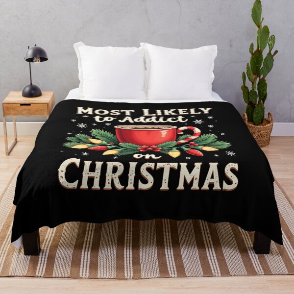 Item preview, "Most Likely to Addict Coffee This Christmas" Funny Festive T-Shirt designed and sold by AI-volution.