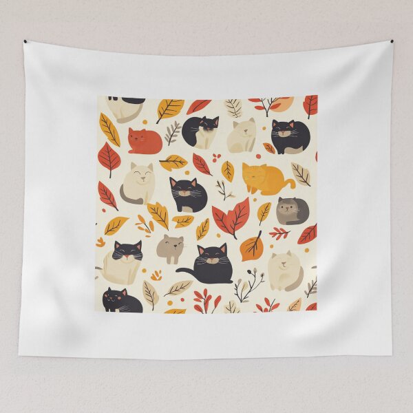 Item preview, Adorable cats pattern for cats and autumn lover designed and sold by SmileshareShop.