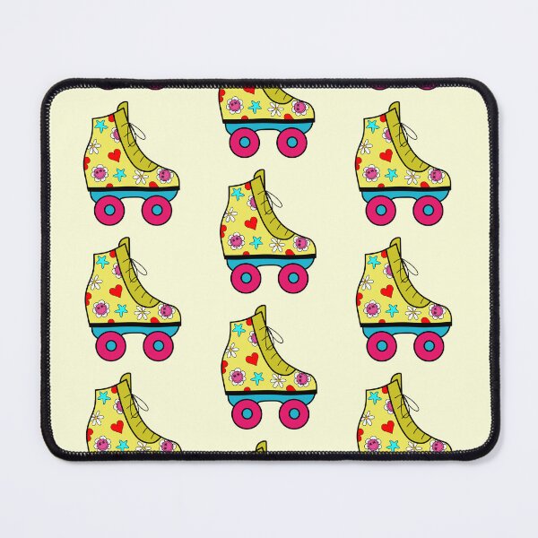 Item preview, Retro Roller Blade with Hearts and Smiley Flowers Yellow and Pink designed and sold by MrsCreative1.