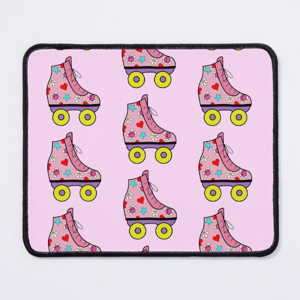 Item preview, Retro Roller Blade with Hearts and Smiley Flowers Pink, Purple and Yellow designed and sold by MrsCreative1.
