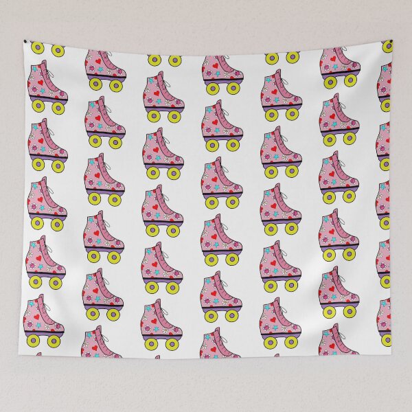 Item preview, Retro Roller Blade with Hearts and Smiley Flowers Pink, Purple and Yellow designed and sold by MrsCreative1.