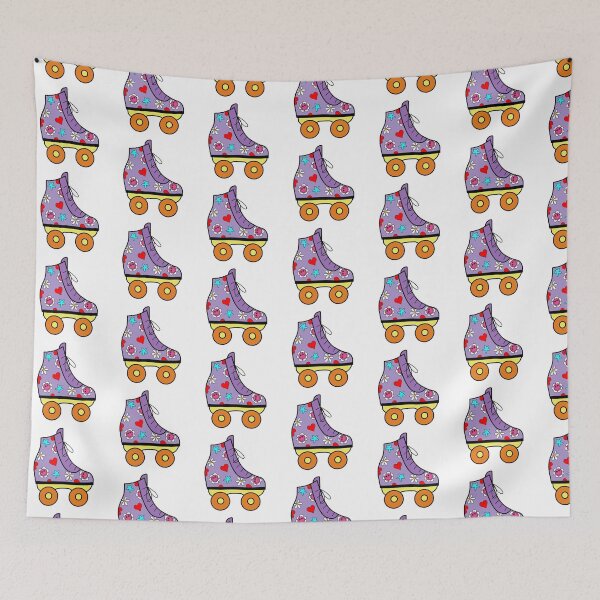 Item preview, Retro Roller Blade with Hearts and Smiley Flowers Purple, Yellow and Orange designed and sold by MrsCreative1.
