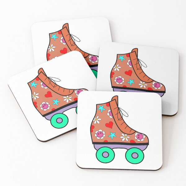 Item preview, Retro Roller Blade with Hearts and Smiley Flowers Red, Purple and Green designed and sold by MrsCreative1.