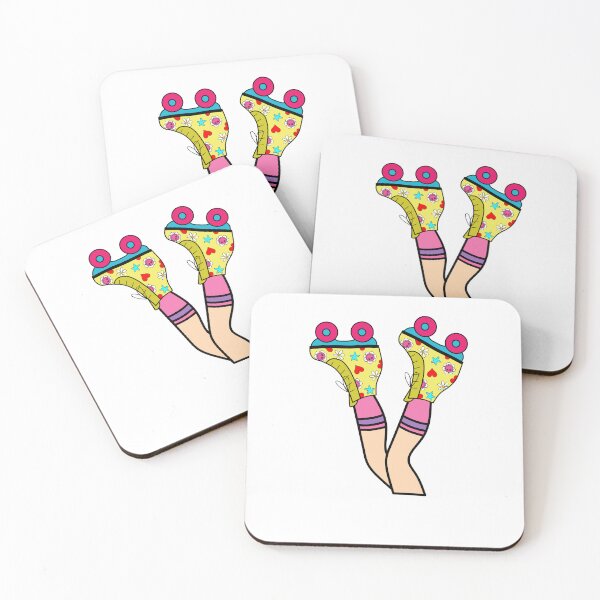 Item preview, Legs with Retro Roller Blade with Hearts and Smiley Flowers Yellow and Pink designed and sold by MrsCreative1.
