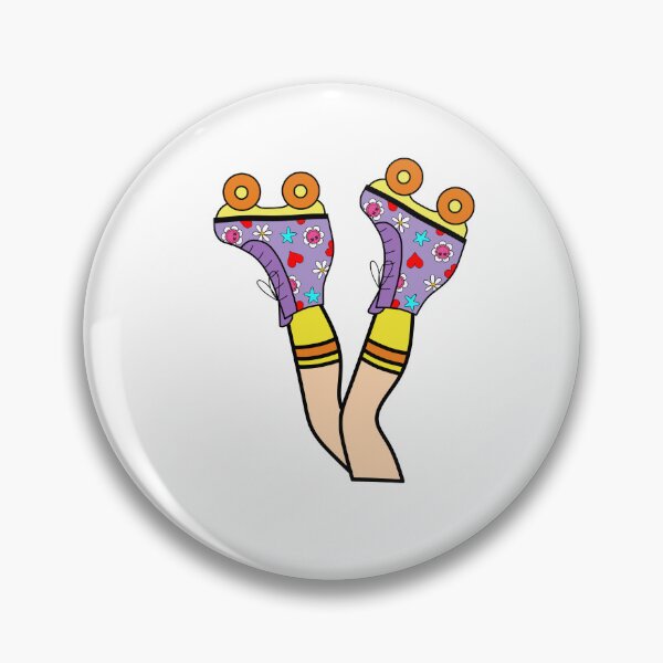 Item preview, Legs with Retro Roller Blade with Hearts and Smiley Flowers Purple, Yellow and Orange designed and sold by MrsCreative1.
