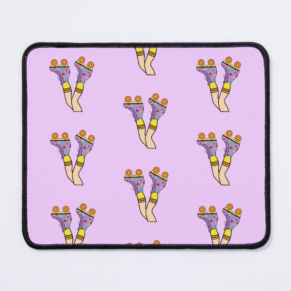 Item preview, Legs with Retro Roller Blade with Hearts and Smiley Flowers Purple, Yellow and Orange designed and sold by MrsCreative1.