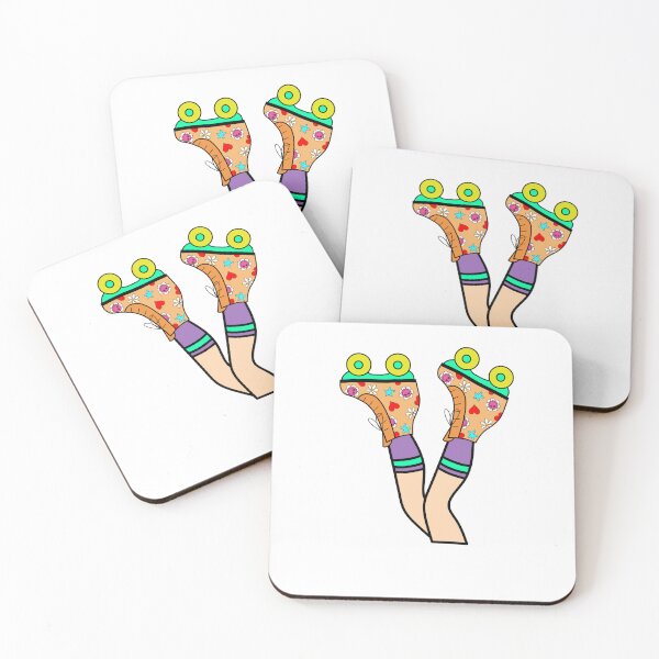 Item preview, Legs with Retro Roller Blade with Hearts and Smiley Flowers Orange, Yellow and Green  designed and sold by MrsCreative1.